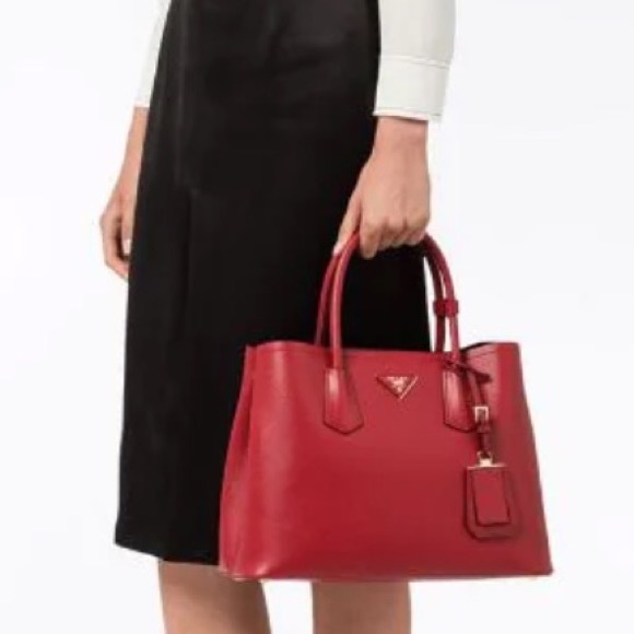 ❤️❤️ Prada Saffiano Cuir Double Bag, Red - Picture 2 of 5